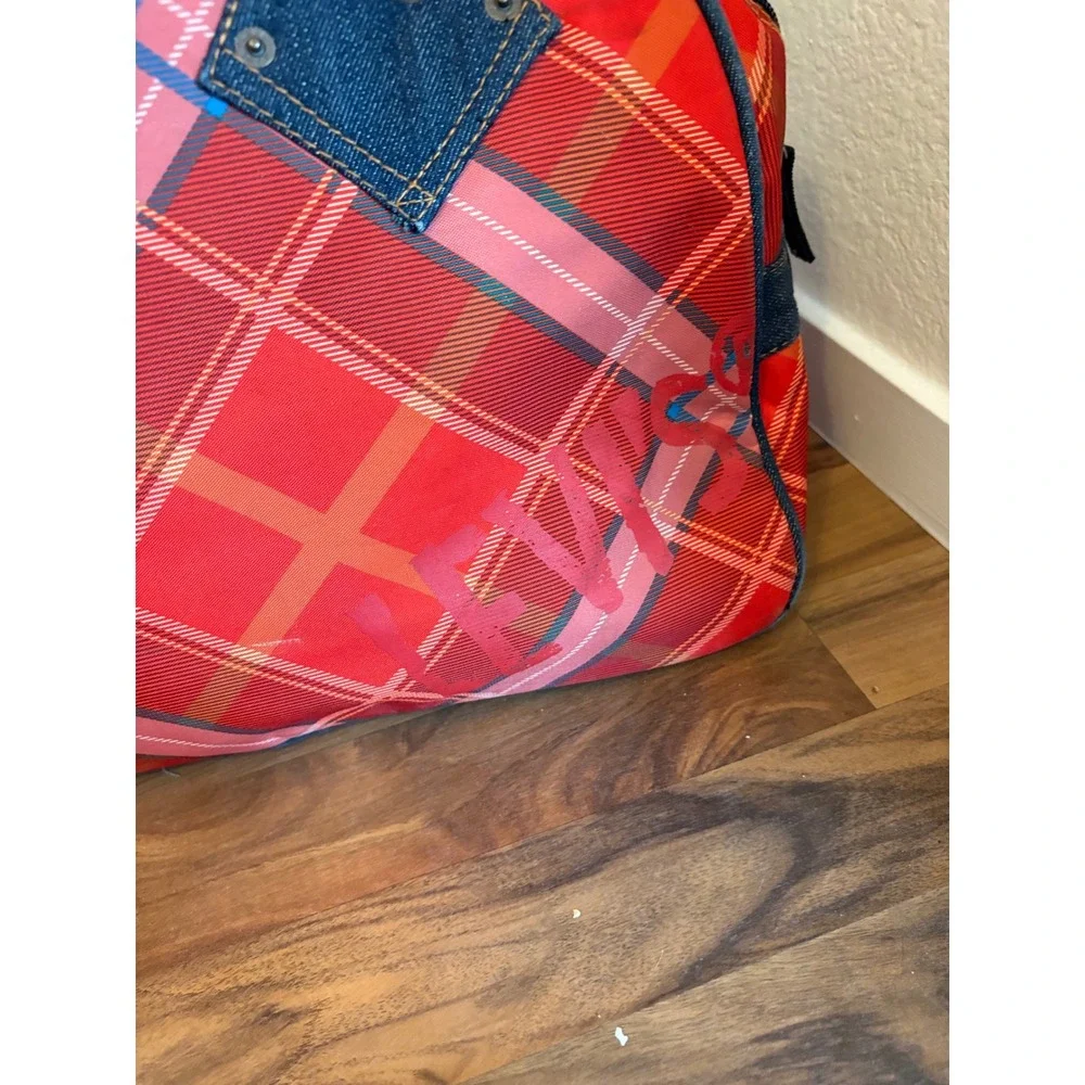 Levis Red Plaid Bowling Bag Denim Handle Logo Satchel bag
